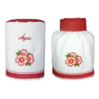 Kit De Cozinha Bordado: 1 Capa P/ Botijão E 1 Capa De Água em Oferta na Shopee