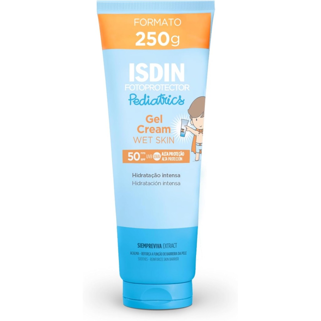 Protetor Solar Infantil Isdin Pediatrics Gel Cream Wet Skin FPS 50 250g