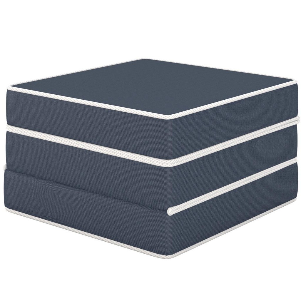 Puff Cama Solteiro Multiuso 3 Em 1 Azul 60x60x36 Plumatex