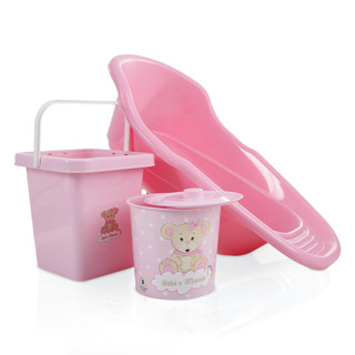 Kit Banheira Bebê com Balde e Lixeira – Estampa Ursinho em Oferta na Shopee