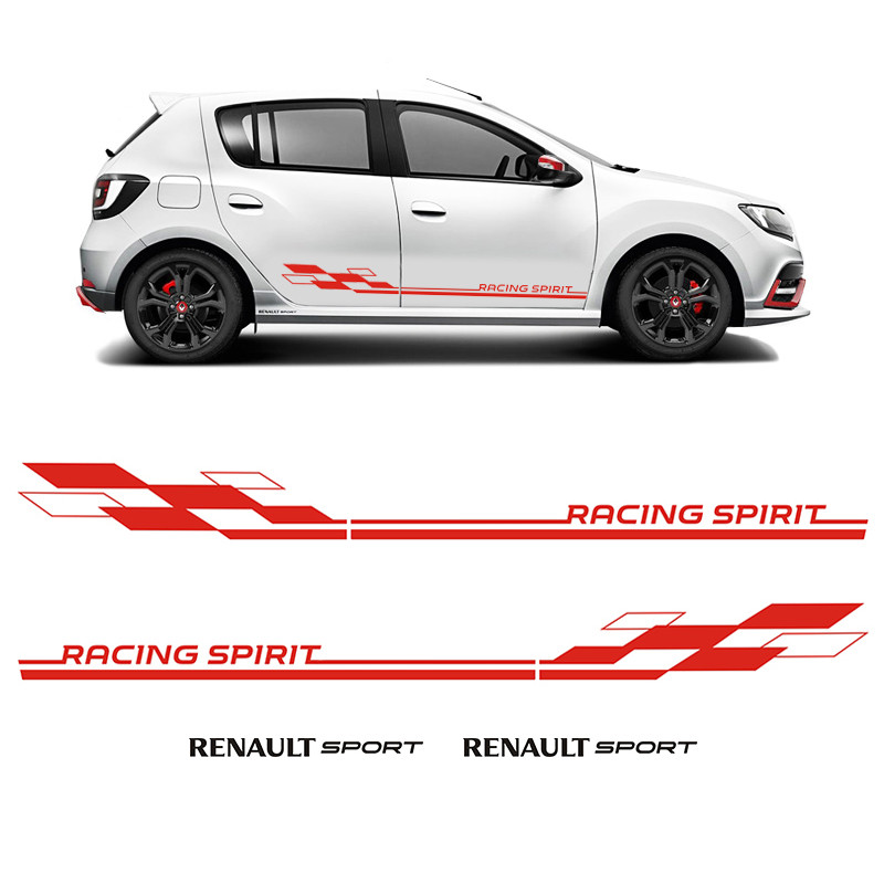 Faixa Sandero Racing Spirit Adesivo Renault Sport Preto Kit em Oferta na Shopee