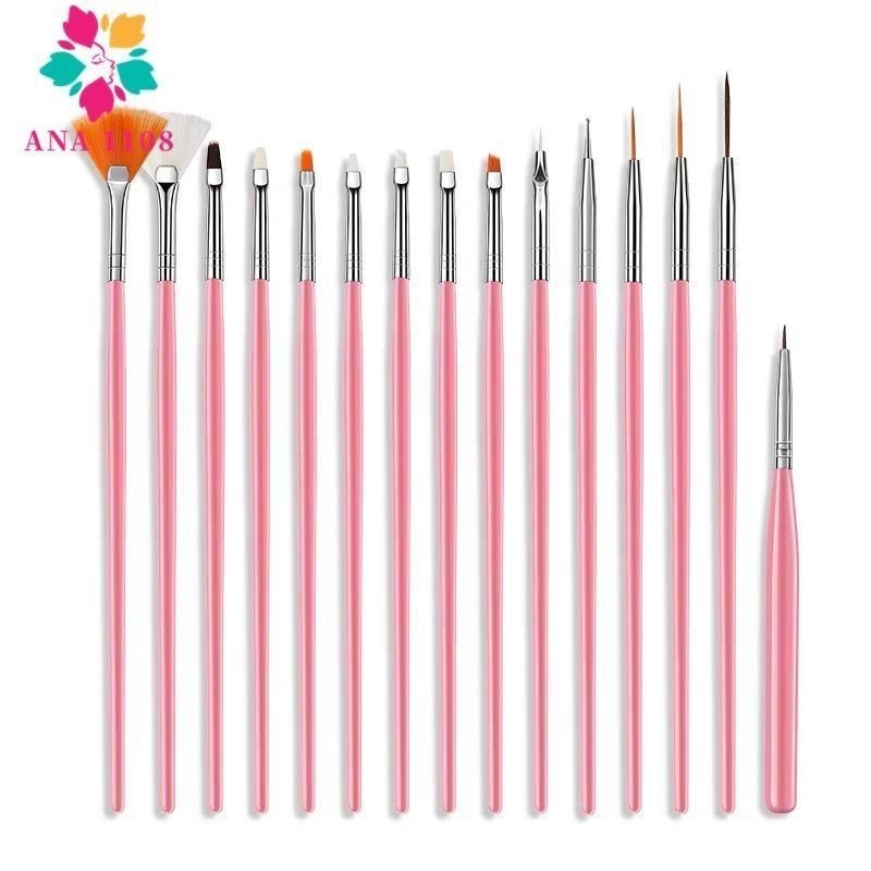 Kit Com 15 Pincéis Para Decoração De Unhas - Nail ART