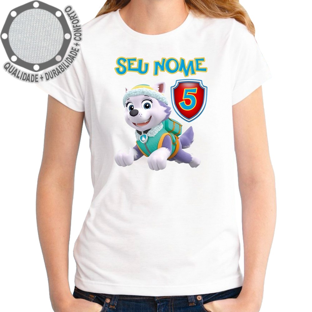 Camiseta Patrulha Canina Everest Camisa Personalizada Adulto e Infantil