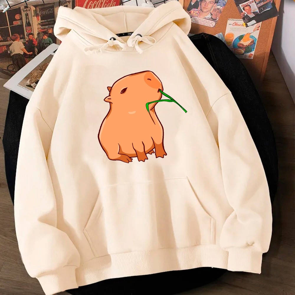 Moletom Estampado Capivara Blusa de Frio com Capuz Canguru e Bolso Capote Confortavel e Estilosa Unissex