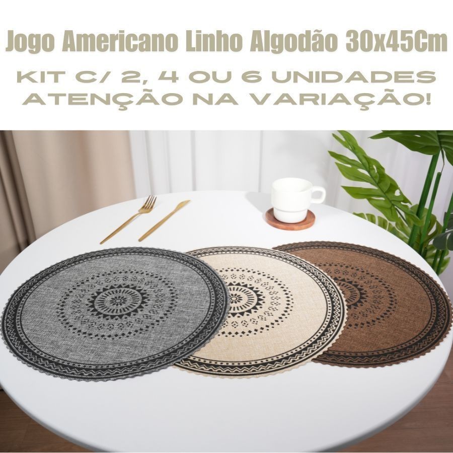 Jogo Americano Descanso De Mesa Jantar Multiuso 38Cm Kit 6 ou 4 Flexível Elegante E Rústico em Oferta na Shopee