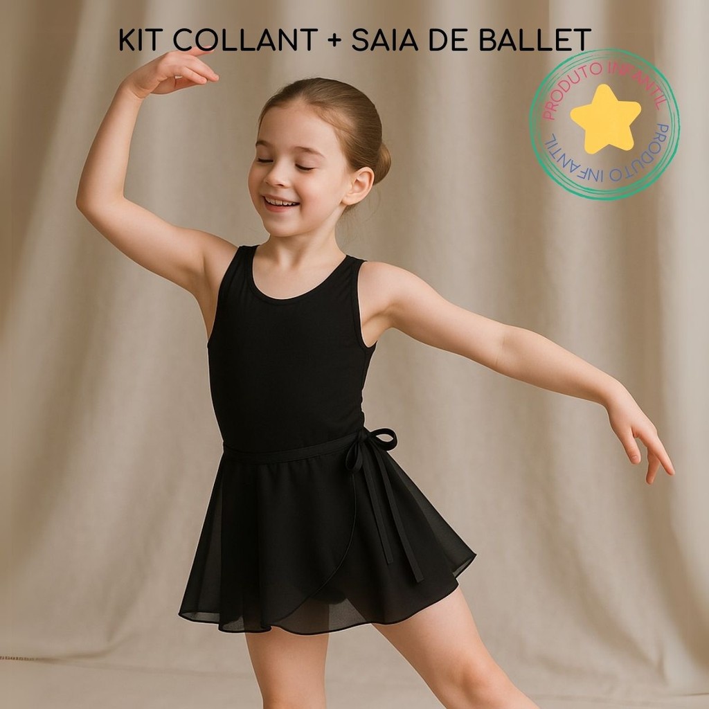 Kit Body Collant e Saia de Ballet Infantil em Oferta na Shopee