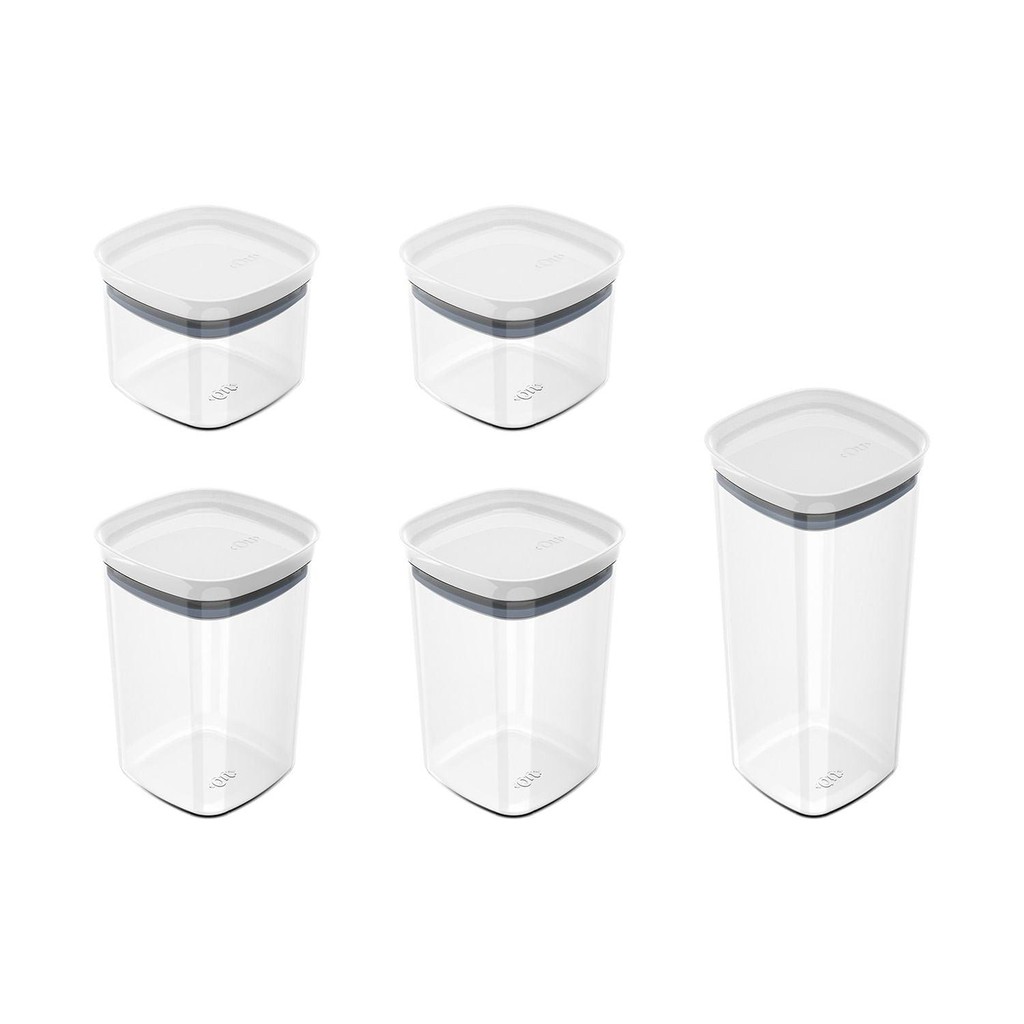 Kit de potes herméticos modular Ou 5 peças - Linha Block - Branco - Home & Living