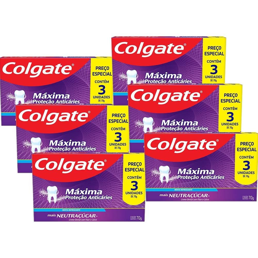 Kit 6 Pack Creme Dental Colgate Máxima Proteção Anticáries + Neutraçúcar 70g em Oferta na Shopee