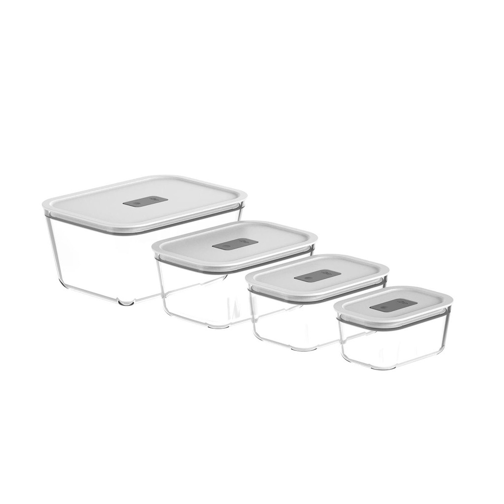 Kit de potes de vidro hermético Ou 4 peças Linha Fresh Lock - Branco