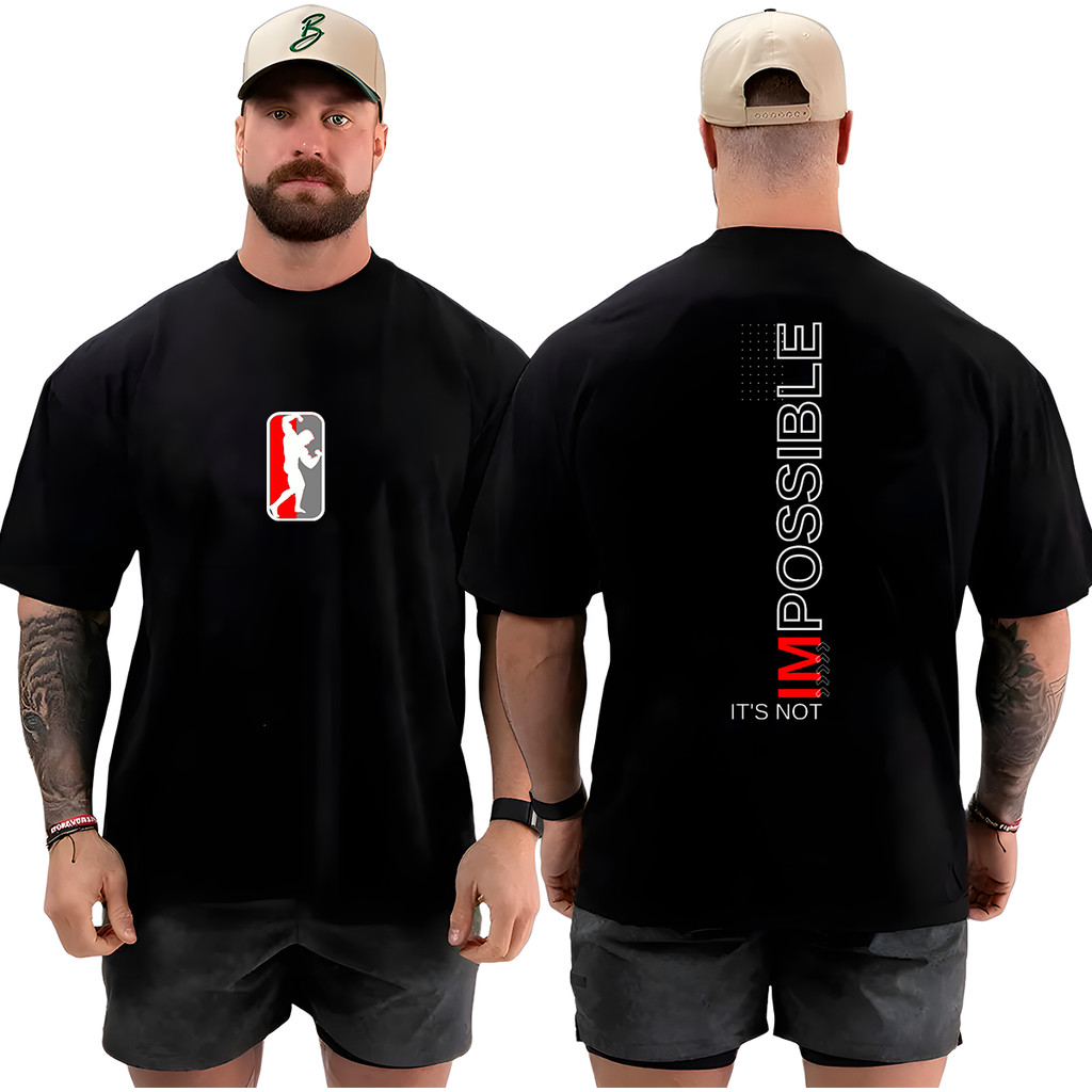 Camiseta Camisa Oversized Academia para Musculação Impossivel Grande Streetwear 100% Algodão