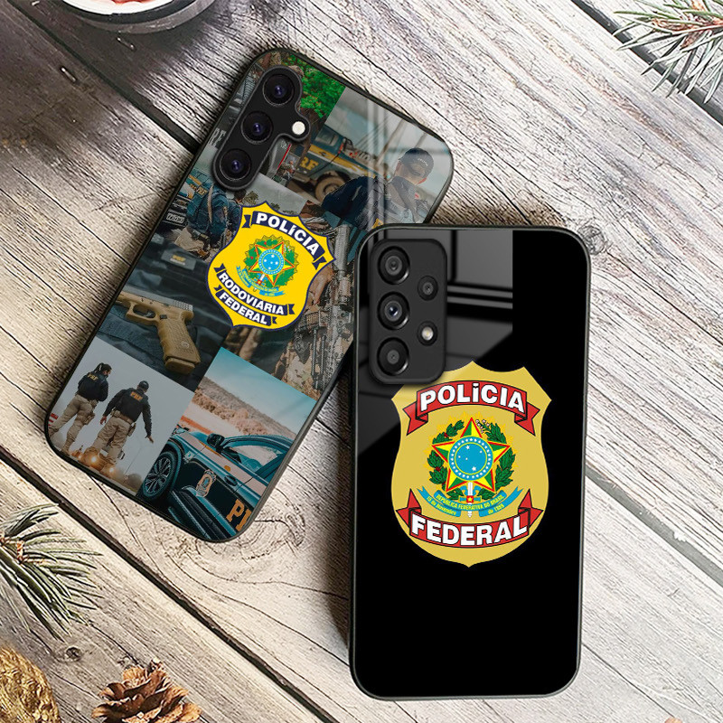 Polica federal PRF 01 Capa De Telefone De Vidro Para Samsung Galaxy A14 A16 A30 A22 A32 A33 A34 A40 A42 A55 4G A52 A53 A