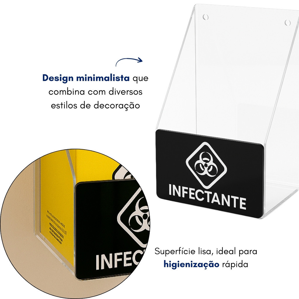 Suporte Caixa Coletora Descarpack 3litros Parede Mesa Balcão Organizador Resíduos Infectantes — imagem 2 de 2