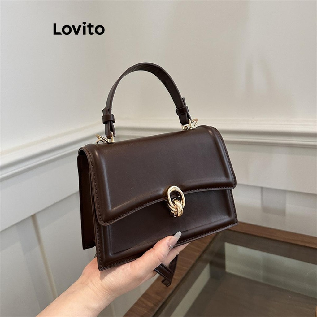 Lovito Bolsa De Ombro Pequena Casual De Metal Liso Com Textura Simples Bolsa De Ombro Pequ...