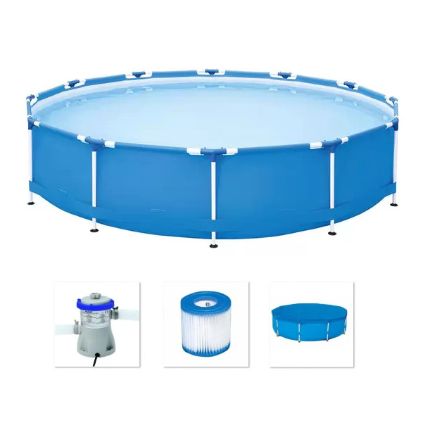 220v - Piscina Bestway 7000 Litros com Bomba Filtrante 220v e CAPA 3,66 m - 366 cm x 76 cm Estrutural ( 6473 Litros )