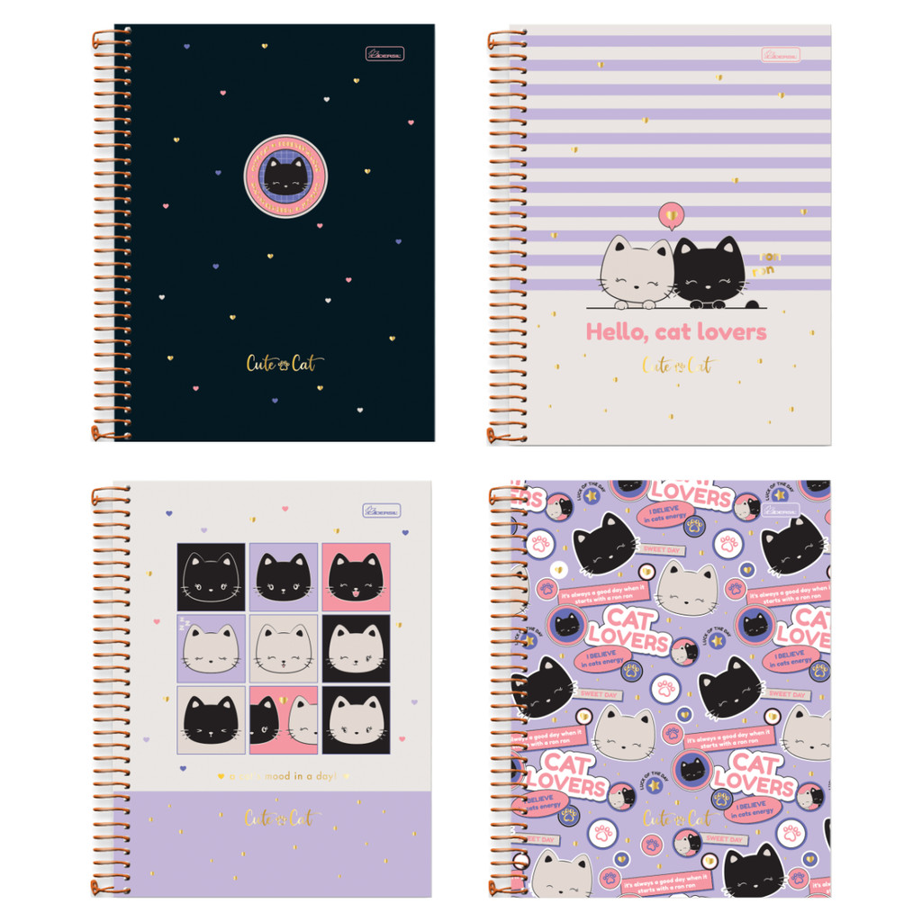 Caderno 10 Matérias Colegial Cut & Cat 160 Folhas - CADERSIL em Oferta na Shopee