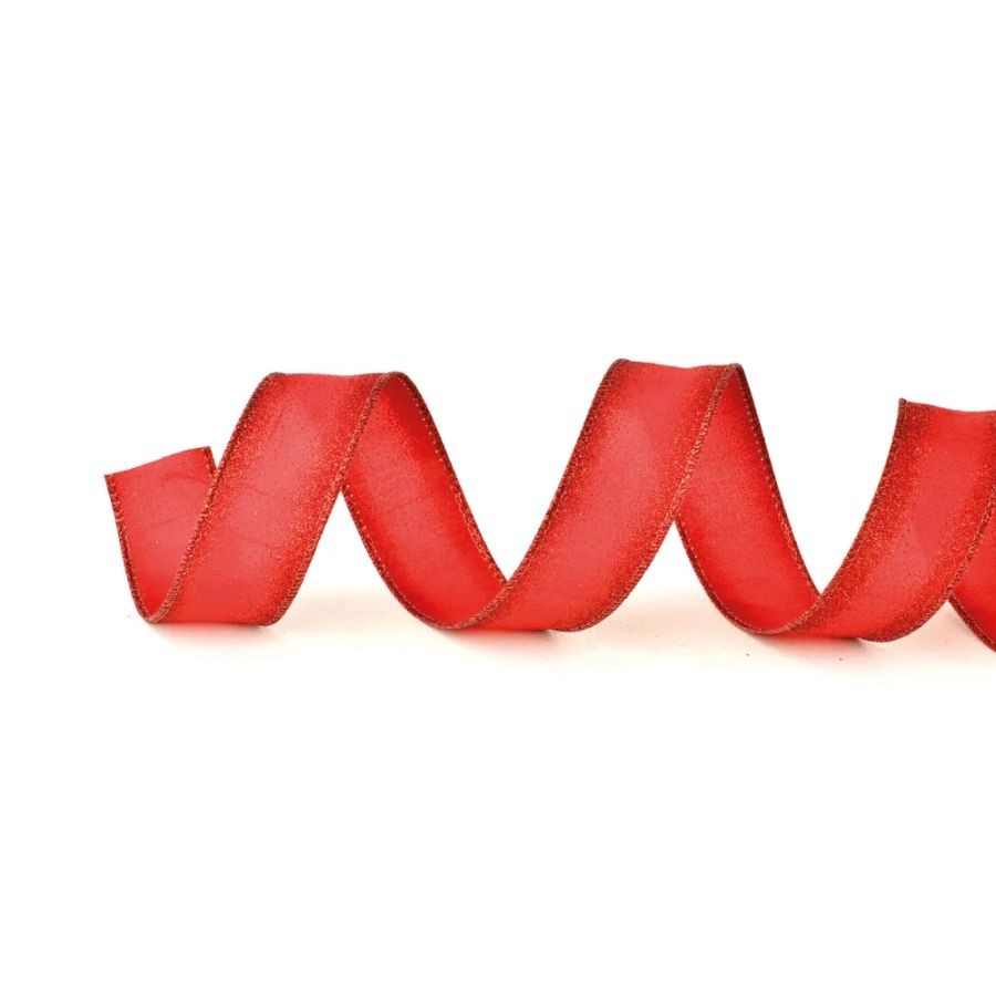 Fita Decorativa Aramada - Vermelho com Glitter - 3,8x914cm   - 1 unidade - Cromus - Rizzo - Stationery