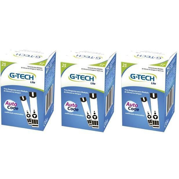 Kit Com 150 Fita Tira Para Medir Glicemia Glicose Em Medidor De Glicose G-tech Lite