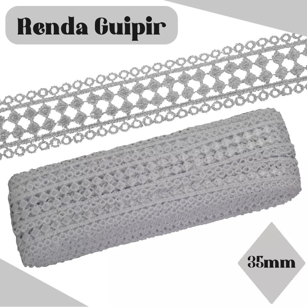 Renda Guipir CHL-469 3.5 Cm - Rolo C/13.7 Metros Cor:Branco