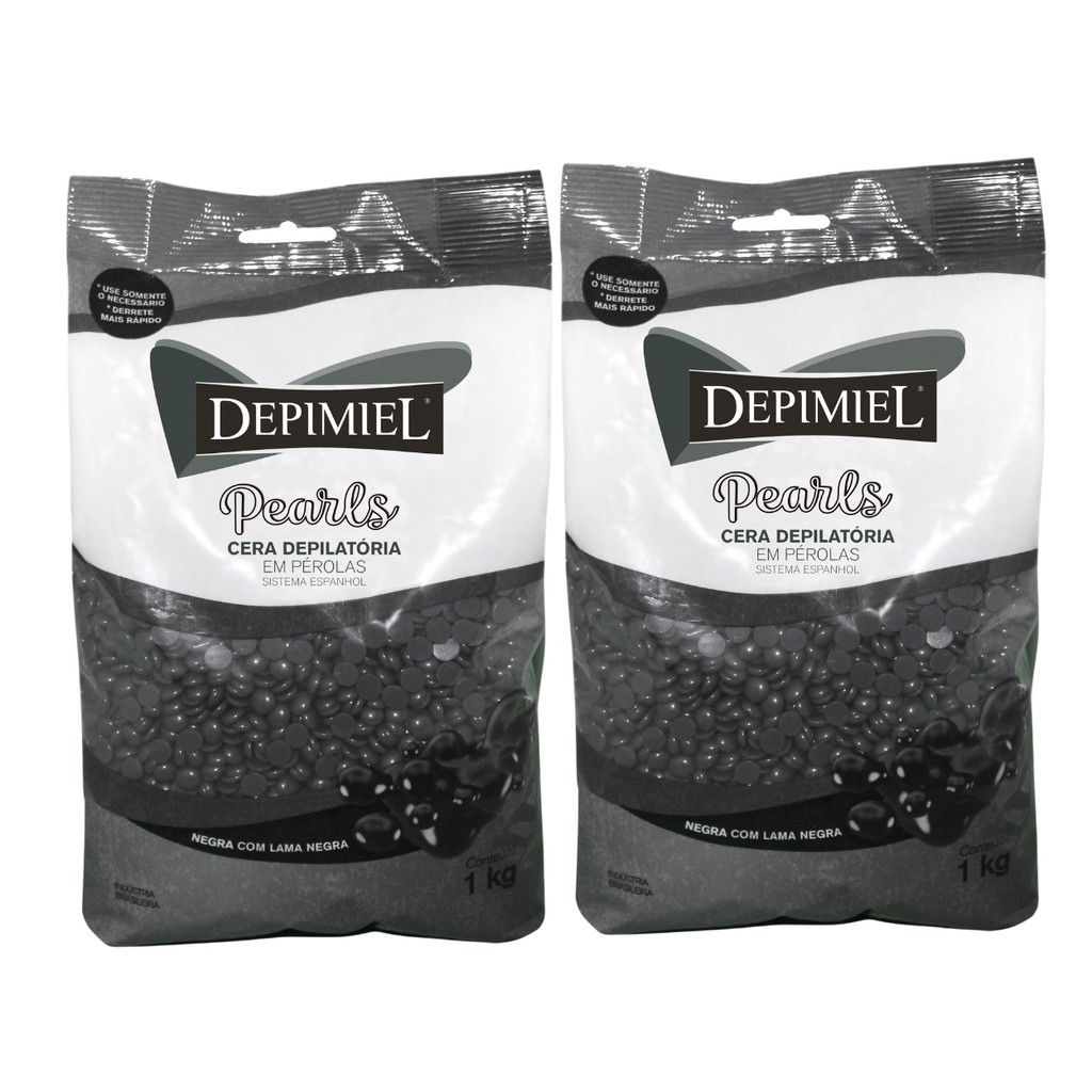 Kit 2 Cera Depilatória Lama Negra Pérolas Espanhol Depimiel