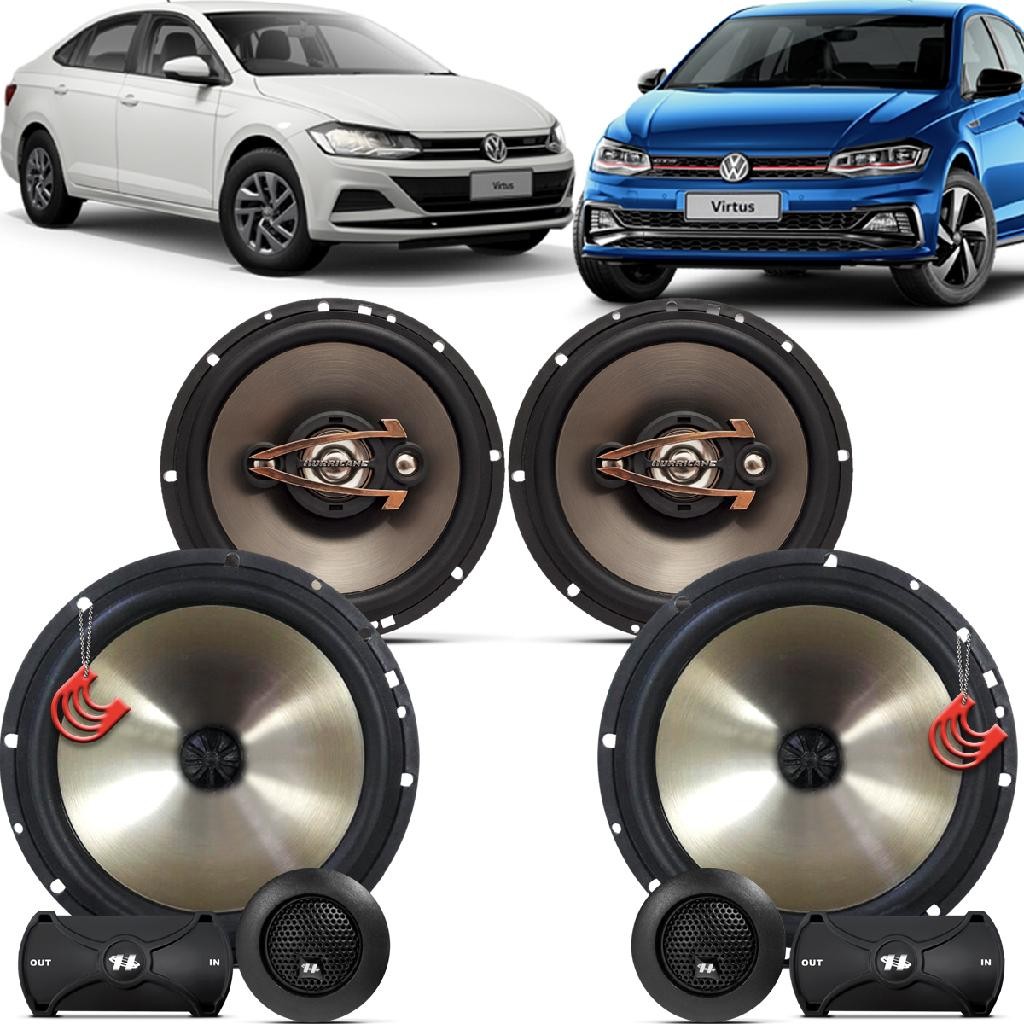 Kit Alto Falantes Dianteiros + Traseiros Volkswagen Virtus 2017 até 2022 - Hurricane Platino 640w