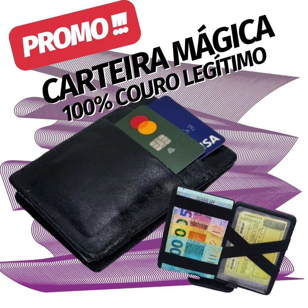 Carteira Masculina Couro 100% Legitimo Premiun MÁGICA