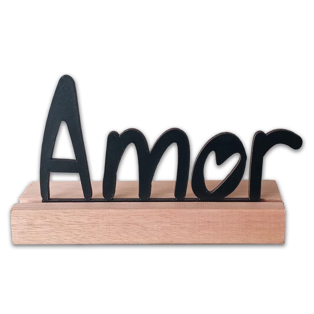 Frase Palavra De Mesa Em Mdf C/ Base De Madeira De Pino Amor em Oferta na Shopee