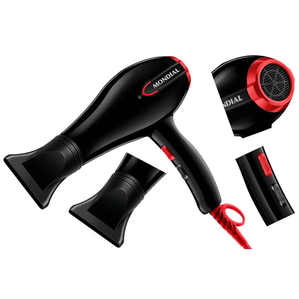 Mondial Turbo Color Red SC-41 Secador 1900W Preto e Vermelho