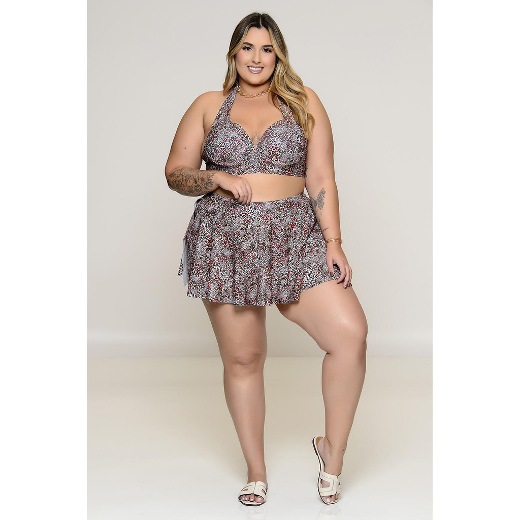 Biquíni Plus Size Animal Print Com Saída Embutida