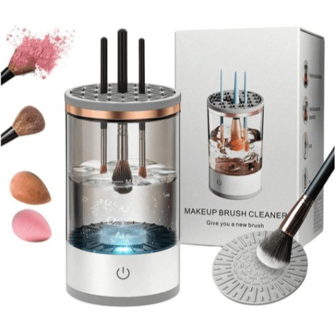 Limpador Pincel Esponja Maquiagem Elétrico USB Automático Recarregável Lava Seca Armazena Bivolt
