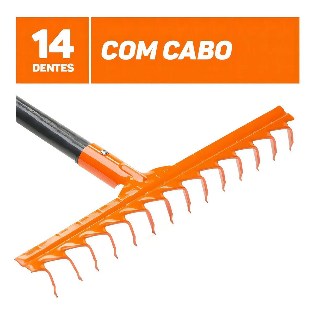 Ancinho Rastelo 14 Dentes De Aço Com Cabo Famastil em Oferta na Shopee