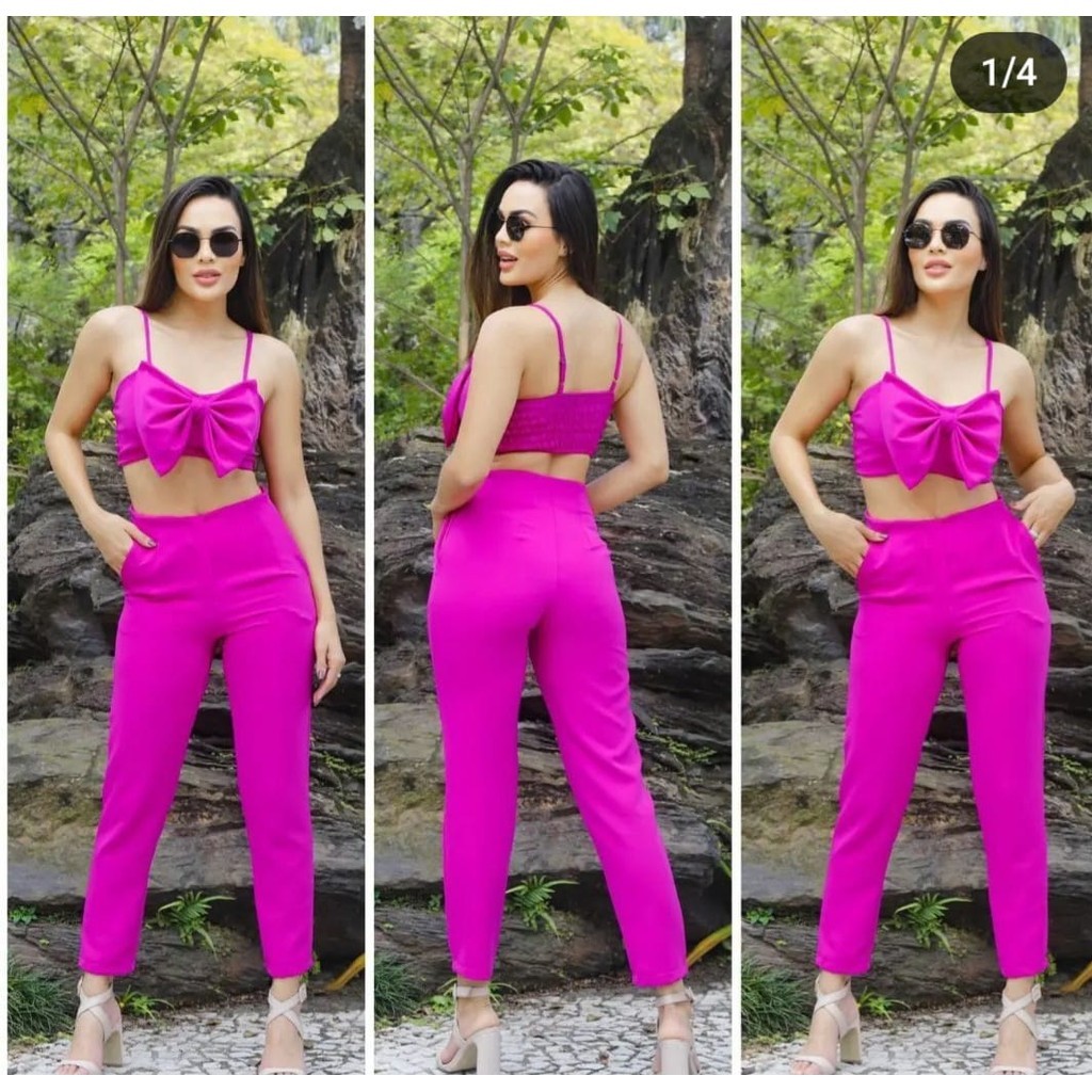 Cropped Feminino de Alfaiataria com Bojo e Laço Gravata Borboleta – Elegante e Fashion blackfriday*