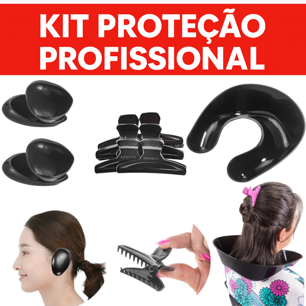 Kit Cabeleireiro Profissional Protetor de Pescoço + Protetor Orelha + Piranhas