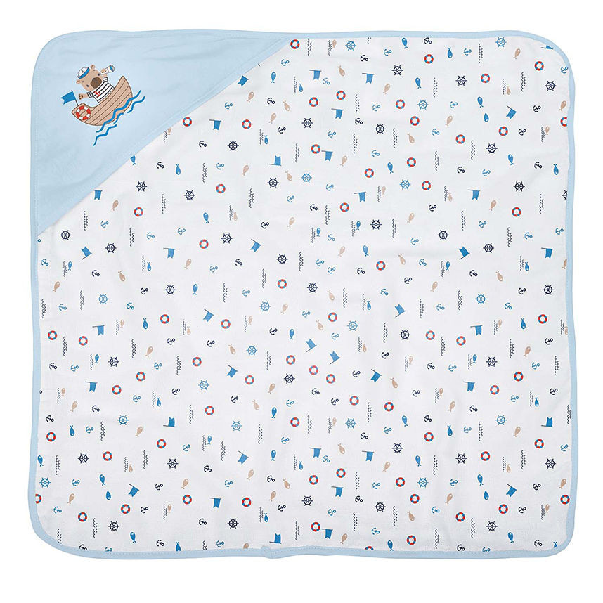 Toalha Banho Bebê Com Capuz Bublim Forrada 68cmX68cm Azul em Oferta na Shopee