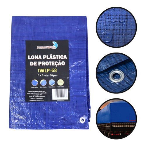 Lona Carreteiro 100 Micras Leve 6 X 8 Metros Azul Importway