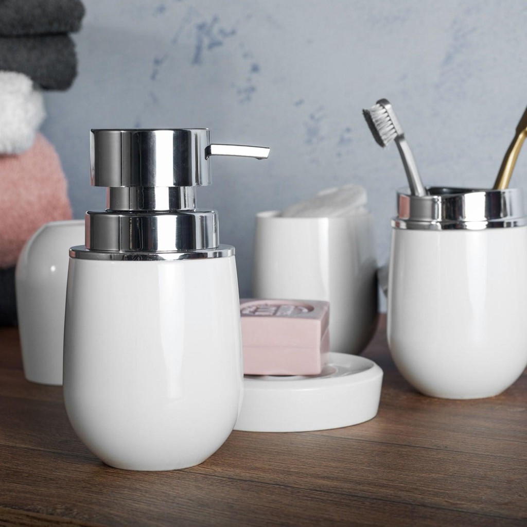 Porta sabonete líquido New Cromo Ou 400ml Linha Belly em Oferta na Shopee