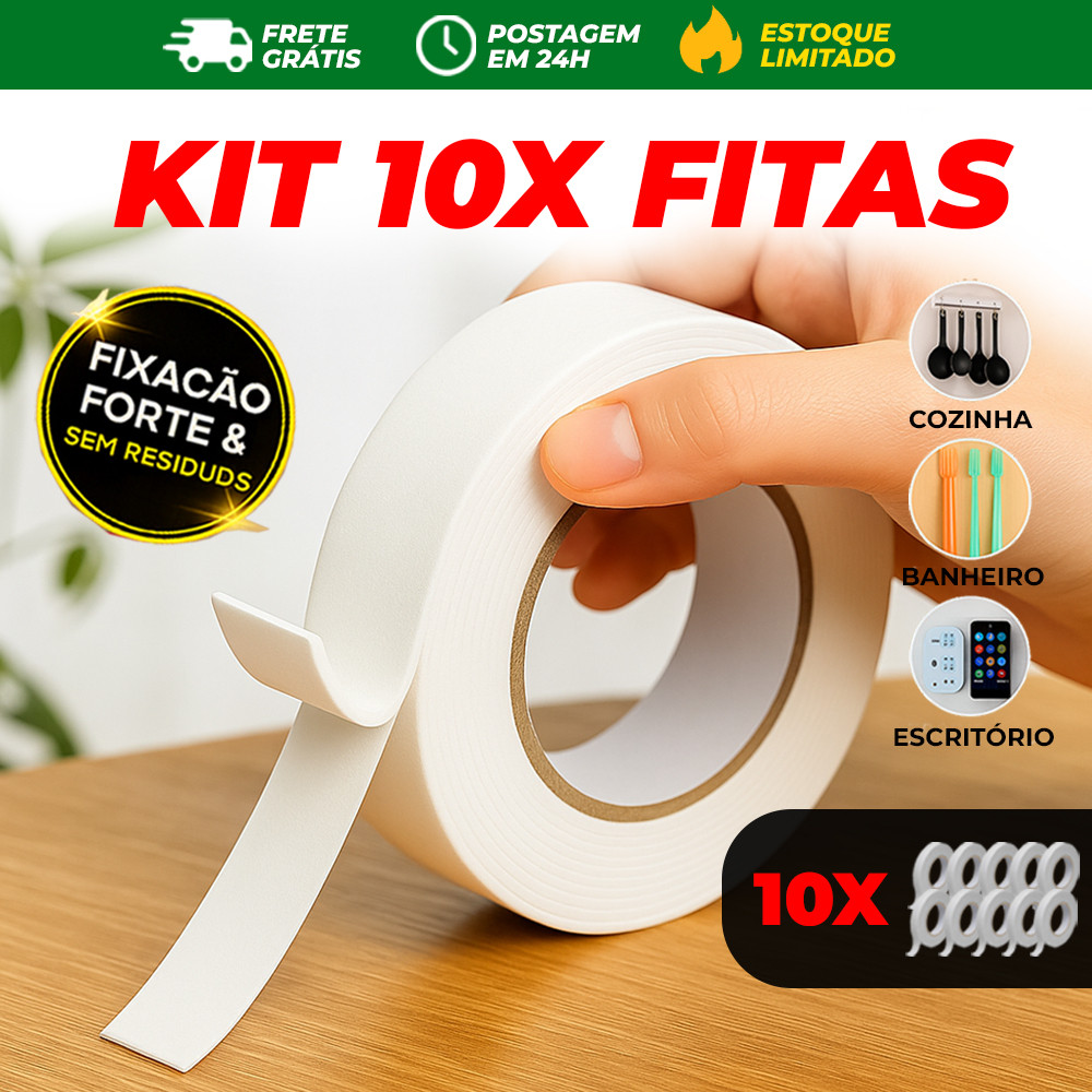 Kit 10x Fita Dupla Face Espumada Banana  de 18mm 18mm x 5M Suporta 900g Entrega Rápida Shopee