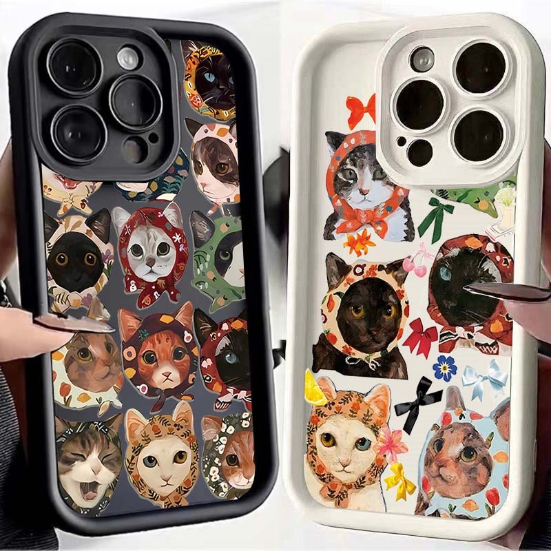 Engraçado Colorido Gato Caso Capa Para Samsung Galaxy A15 A25 A55 A35 A54 A53 A52 A05S A51 A50 A30S A14 A12 A16 A06 A36 