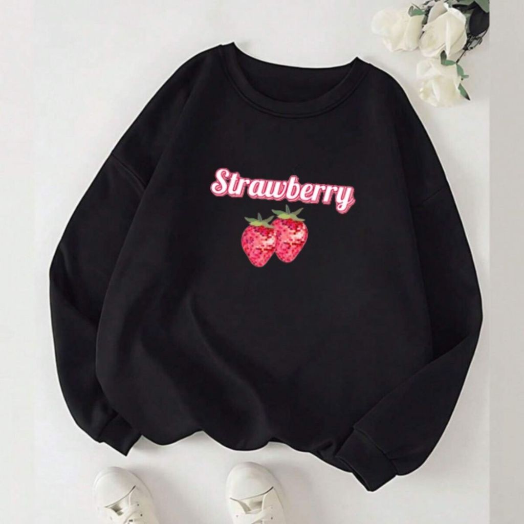 Moletom Gola De Frio Slim Estilosa Moda Feminina Inverno Strawberry Candy Cute Confortável Algodão