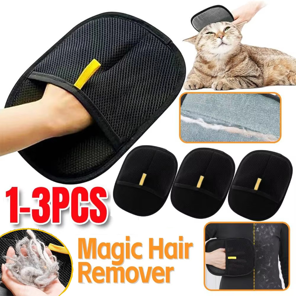 3 Pçs Pet Eletrostático Deshairing Luva Escova Gato Removedor De Pêlos Pegajoso De Cabelo Tapete Limpador Grooming Luvas