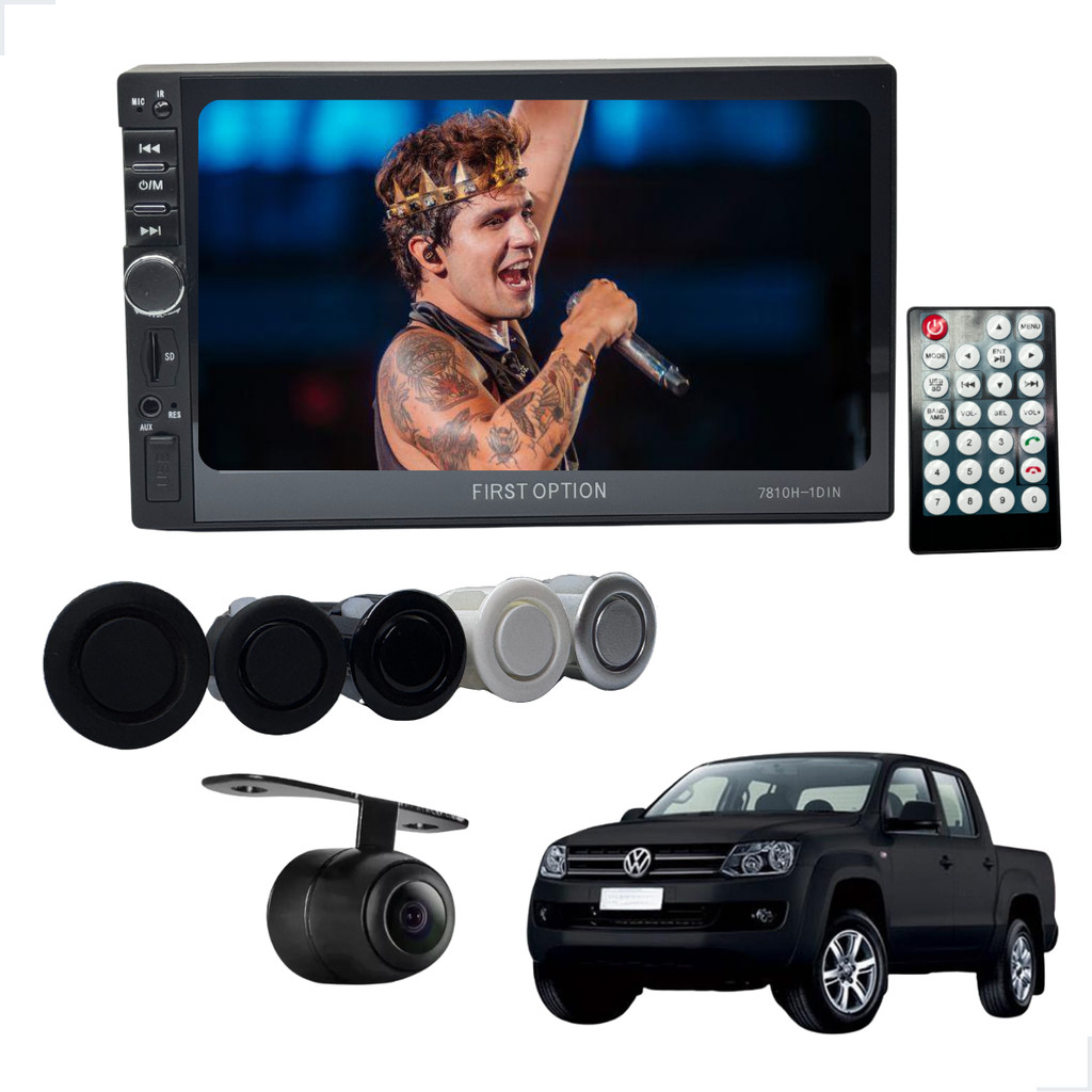 Central MP5 1 Din 7 Polegadas + Câmera e Sensor de Ré Amarok 2009 2010 2011 2012 2013 até 2024