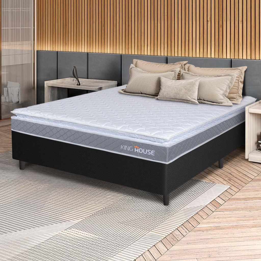 Conjunto Box Preto Durban Cinza Espuma D28 Viúva 128x188x57 - King House