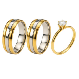 Par Alianças 6mm Banhado Ouro 18k Friso Prata + Anel Solitário 2mm Ouro 18k Zirconia Branca Casamento Noivos em Oferta na Shopee