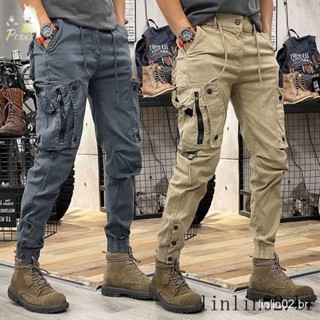 Calças de Trabalho Masculinas Estilo Americano Plus Size Roupas Casuais Funcionais Táticas Retas em Oferta na Shopee