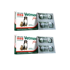 02 Vermífugo Cães e Gatos Vetmax Plus 4 Comprimidos Vetnil