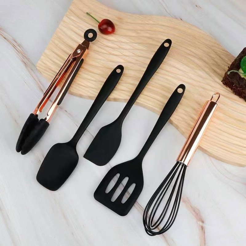 (tamanho pequeno)Kit 5 Peças Colher Espátula Espátula Pincel Utensílios De Cozinha Silico...