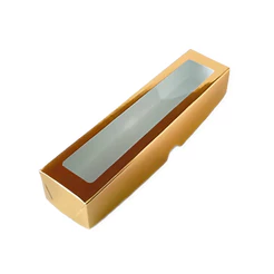 Caixa com Visor S00 (4cm x 15,5cm x 2cm) Dourada - 10 unidades - Assk - Rizzo