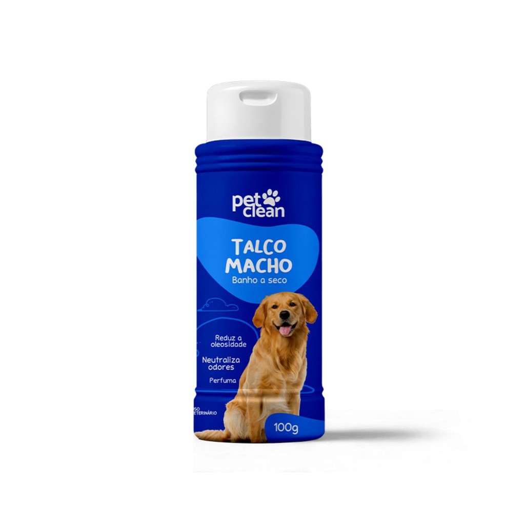 Talco Banho à Seco Macho para Cães 100g - Pet Clean em Oferta na Shopee