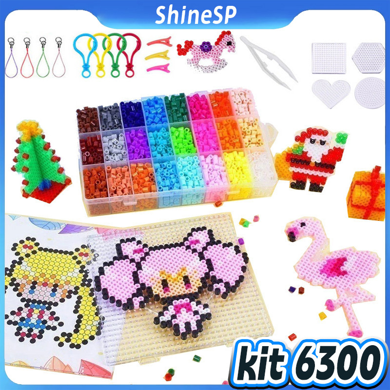 Kit 6300 Peças Conjunto Mini Hama Beads De 5 Mm  Alta qualidade om Pegboard, Pinça, Guia