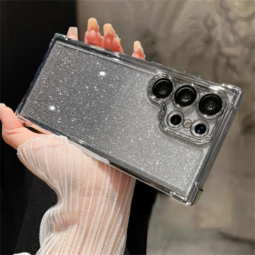 Luxo Chapeamento Bling Glitter Gradiente Caso De Telefone Para Samsung Galaxy S25 S24 S23 S22 S21 S20 FE Plus Ultra Quat em Oferta na Shopee