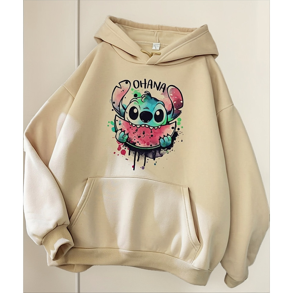 Moletom Canguru Blusa De Frio Lilo Stitch Melância Lançamento Promoção Casual Unissex Feminino Masculino Blusa De Frio